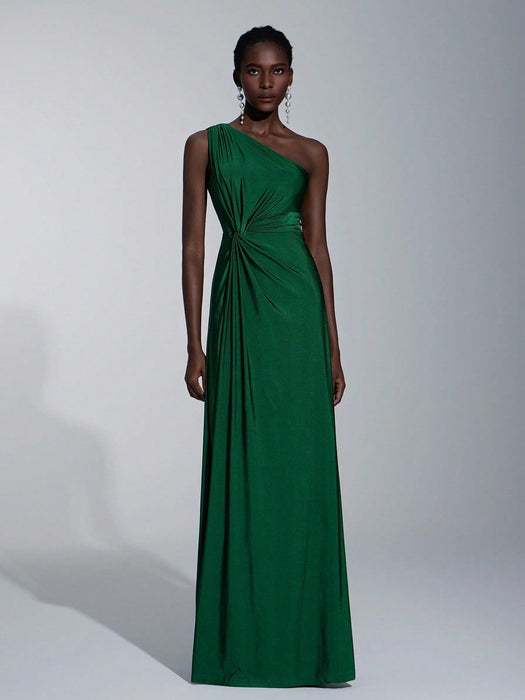Shein Elitara Vestido holgado de dama de honor de línea A con un hombro - Quierox - Tienda Online
