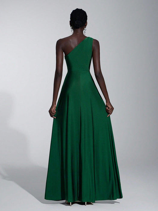 Shein Elitara Vestido holgado de dama de honor de línea A con un hombro - Quierox - Tienda Online