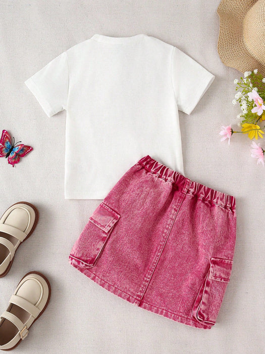SHEIN Elladie Kids 1 Conjunto de Verano Casual para Niñas Jóvenes - Quierox - Tienda Online