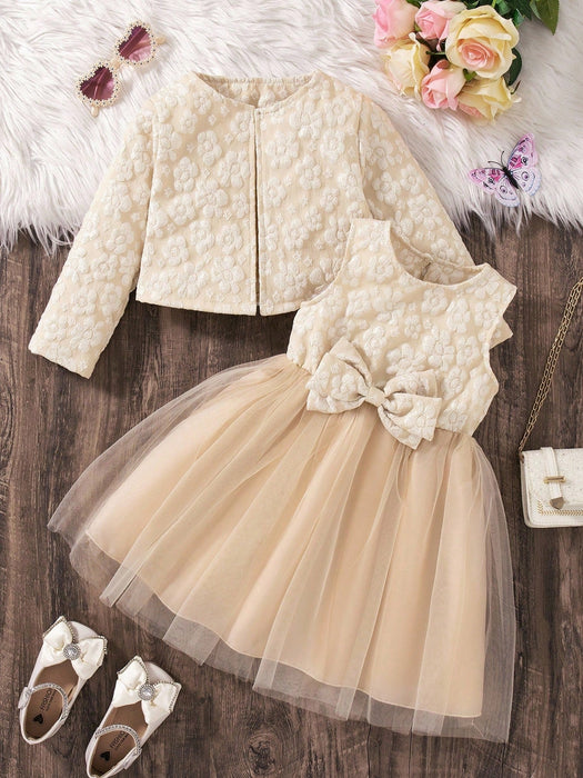 SHEIN Elladie kids Set de 2 piezas con chaqueta de manga larga con volantes - Quierox - Tienda Online