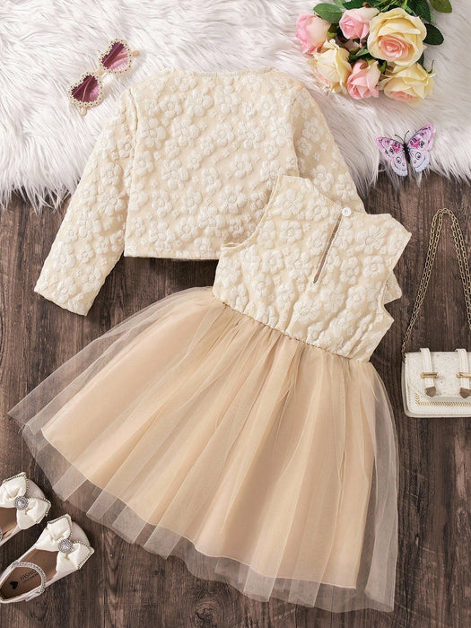 SHEIN Elladie kids Set de 2 piezas con chaqueta de manga larga con volantes - Quierox - Tienda Online