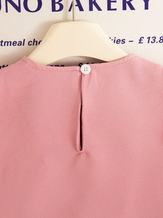 SHEIN Elladie kids Vestido corto de princesa elegante y sencillo para niñas - Quierox - Tienda Online