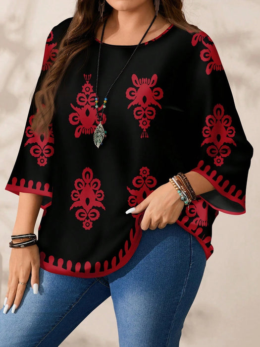 SHEIN EMERY ROSE Blusa de manga 3/4 de cuello redondo - Quierox - Tienda Online