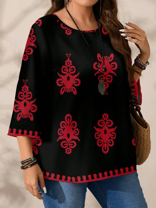 SHEIN EMERY ROSE Blusa de manga 3/4 de cuello redondo - Quierox - Tienda Online