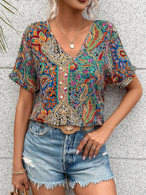 SHEIN EMERY ROSE Blusa de manga de murciélago con estampado de paisley - Quierox - Tienda Online