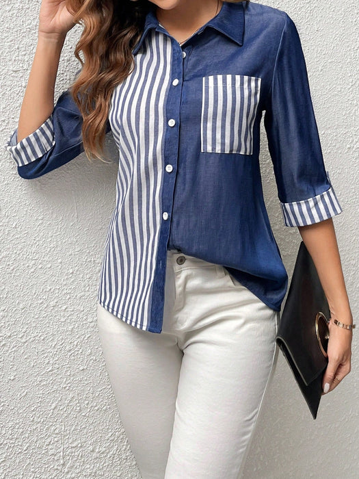 SHEIN EMERY ROSE Blusa De Primavera Para Mujer Con Rayas - Quierox - Tienda Online