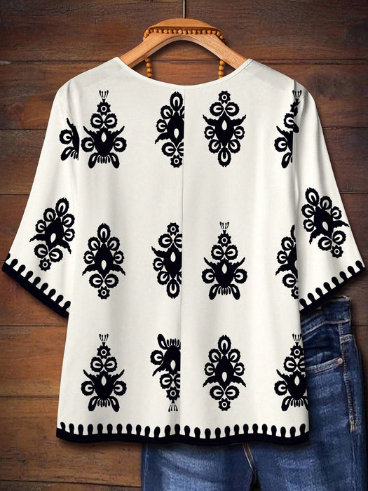 SHEIN EMERY ROSE Blusa suelta de talla grande con botones - Quierox - Tienda Online