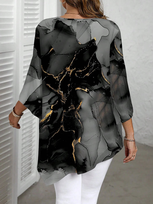 SHEIN EMERY ROSE Camisa de manga larga de cuello redondo con patrón de textura - Quierox - Tienda Online
