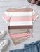 SHEIN EMERY ROSE Camiseta ajustada de manga corta con bloques de color y rayas - Quierox - Tienda Online