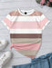 SHEIN EMERY ROSE Camiseta ajustada de manga corta con bloques de color y rayas - Quierox - Tienda Online