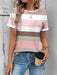 SHEIN EMERY ROSE Camiseta ajustada de manga corta con bloques de color y rayas - Quierox - Tienda Online