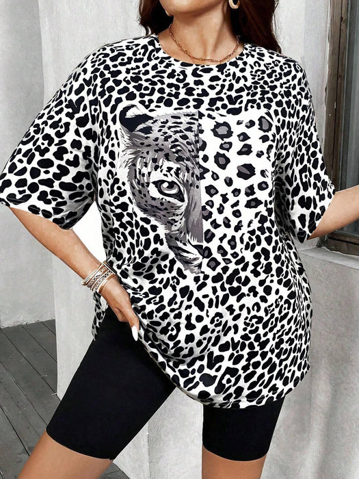 SHEIN EMERY ROSE - Camiseta informal de manga corta con cuello redondo y estampado - Quierox - Tienda Online