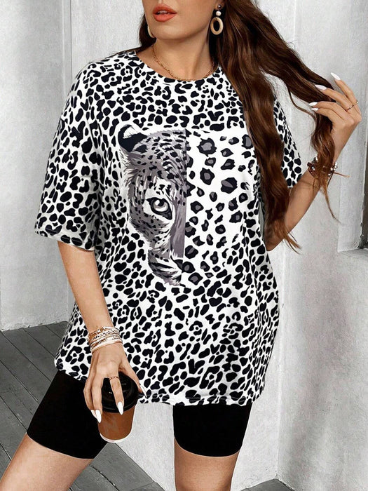 SHEIN EMERY ROSE - Camiseta informal de manga corta con cuello redondo y estampado - Quierox - Tienda Online
