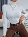 SHEIN EMERY ROSE Suéter de punto acanalado de cuello alto liso - Quierox - Tienda Online