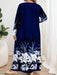 SHEIN EMERY ROSE Vestido de manga larga y cuello redondo elegante y vintage, azul marino con estampado floral - Quierox - Tienda Online