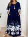 SHEIN EMERY ROSE Vestido de manga larga y cuello redondo elegante y vintage, azul marino con estampado floral - Quierox - Tienda Online