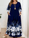 SHEIN EMERY ROSE Vestido de manga larga y cuello redondo elegante y vintage, azul marino con estampado floral - Quierox - Tienda Online