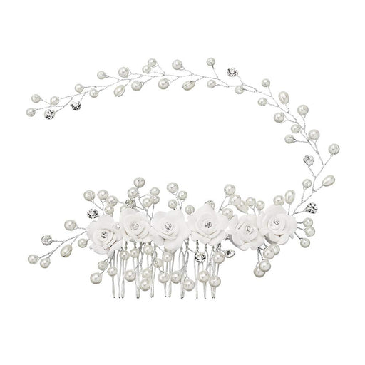 Shein Enredadera para el cabello con forma de rama de perla y flor blanca para novia - Quierox - Tienda Online