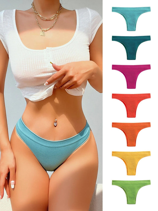 Shein Eraneu - Pack de 7 bragas de canalé liso - Quierox - Tienda Online