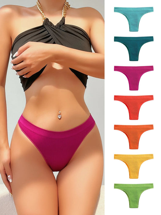 Shein Eraneu - Pack de 7 bragas de canalé liso - Quierox - Tienda Online