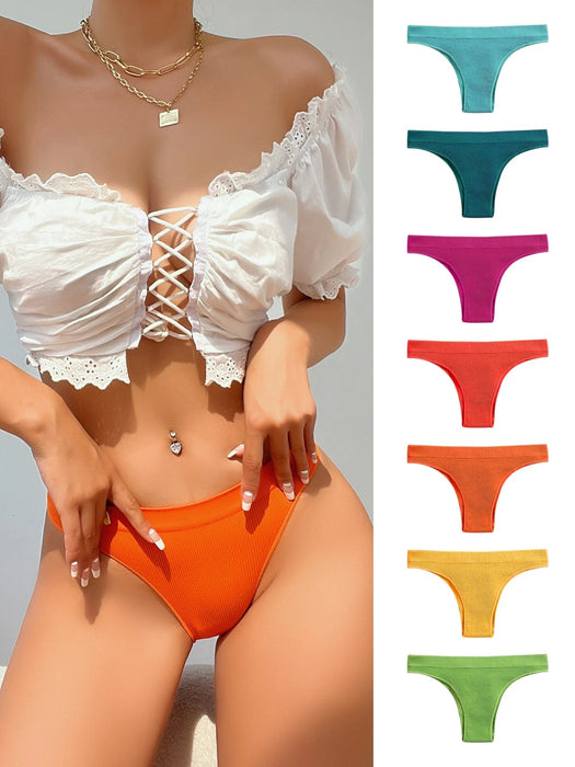 Shein Eraneu - Pack de 7 bragas de canalé liso - Quierox - Tienda Online