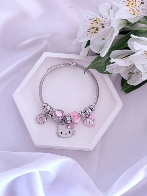 SHEIN Esclava Pandor De Acero Con Charms Hello Kitty - Quierox - Tienda Online