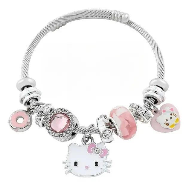 SHEIN Esclava Pandor De Acero Con Charms Hello Kitty - Quierox - Tienda Online