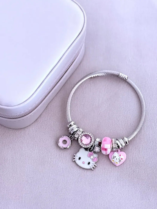 SHEIN Esclava Pandor De Acero Con Charms Hello Kitty - Quierox - Tienda Online