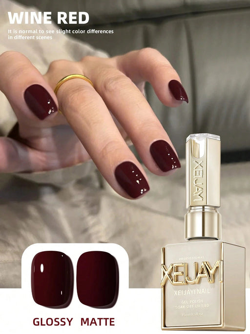 SHEIN esmalte de uñas en gel rojo vino XEIJAYI, 1 botella de 15 ml - Quierox - Tienda Online