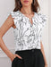 SHEIN Essnce Blusa con estampado de cuello notch ribete con fruncido - Quierox - Tienda Online