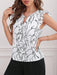 SHEIN Essnce Blusa con estampado de cuello notch ribete con fruncido - Quierox - Tienda Online