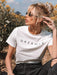 SHEIN Essnce Camiseta de manga corta con estampado de letra - Quierox - Tienda Online