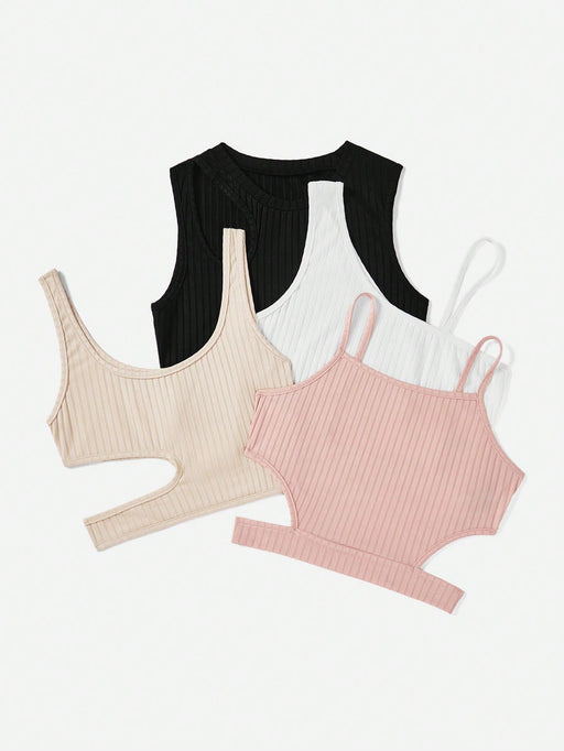 SHEIN Essnce Camiseta De Tirantes Básica De Costillas De Color Sólido - Quierox - Tienda Online