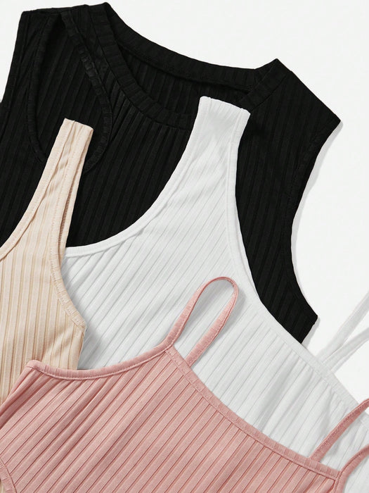 SHEIN Essnce Camiseta De Tirantes Básica De Costillas De Color Sólido - Quierox - Tienda Online