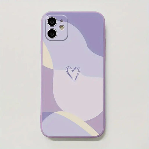 Shein estuche de teléfono de silicona creativo todo en uno con diseño de corazón púrpura, resistente a los golpes - Quierox - Tienda Online