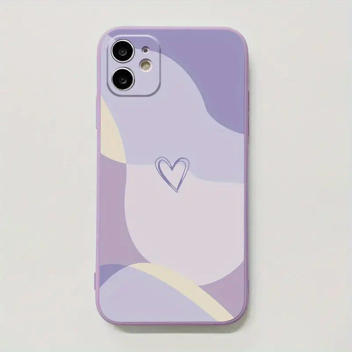 Shein estuche de teléfono de silicona creativo todo en uno con diseño de corazón púrpura, resistente a los golpes - Quierox - Tienda Online