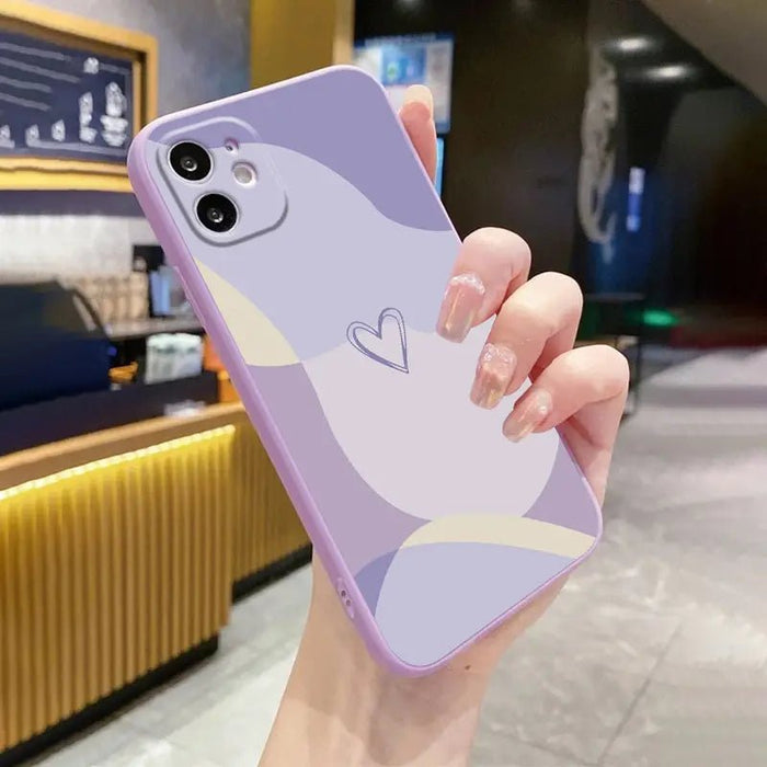 Shein estuche de teléfono de silicona creativo todo en uno con diseño de corazón púrpura, resistente a los golpes - Quierox - Tienda Online