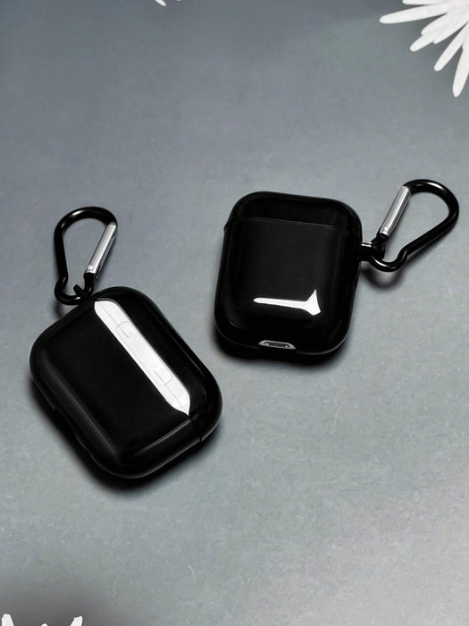 SHEIN Estuche para auriculares negro sólido con mosquetón, compatible con Apple - Quierox - Tienda Online