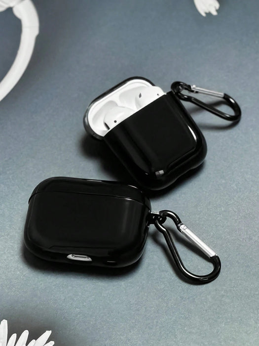 SHEIN Estuche para auriculares negro sólido con mosquetón, compatible con Apple - Quierox - Tienda Online