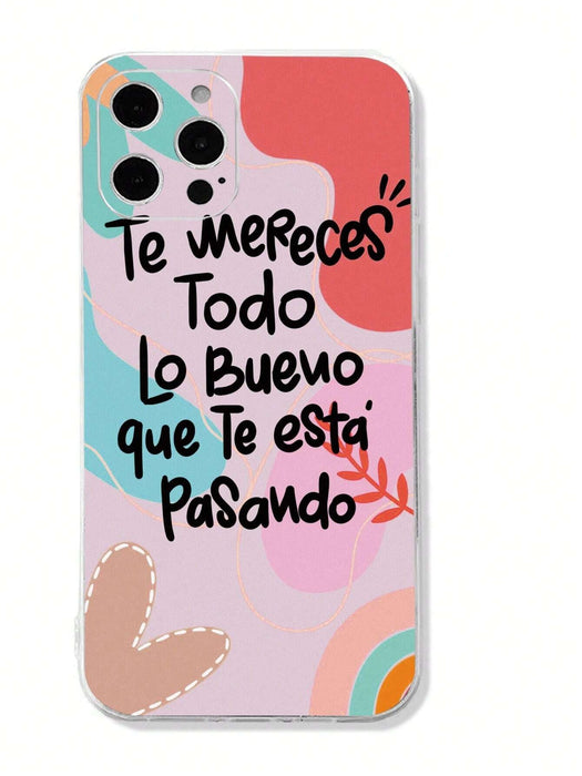 Shein Estuche para teléfono con diseño de letras transparente de TPU esmerilado, a prueba de golpes - Quierox - Tienda Online