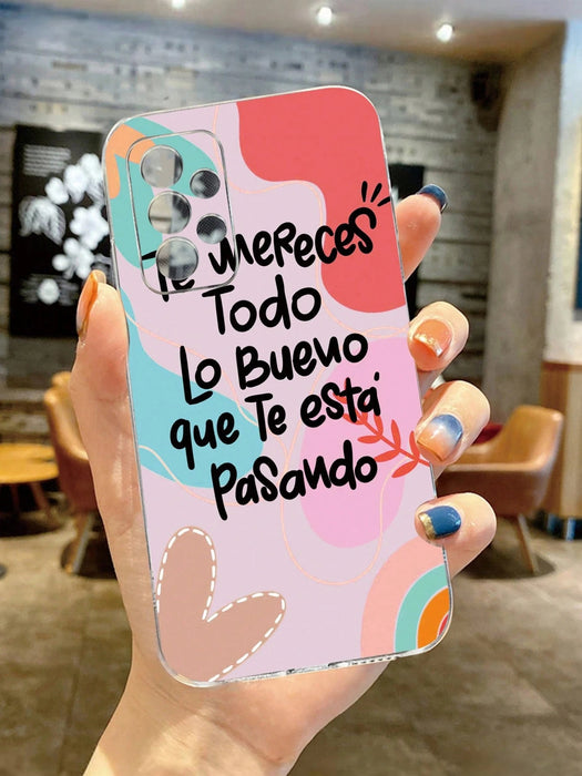 Shein Estuche para teléfono con diseño de letras transparente de TPU esmerilado, a prueba de golpes - Quierox - Tienda Online