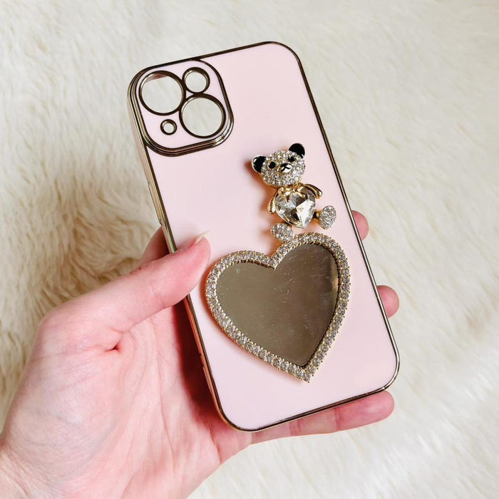 SHEIN Estuche para teléfono ligero y liso con diseño de oso de diamantes de imitación para iphone 11 - Quierox - Tienda Online