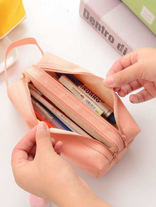 Shein Estuche portátil de doble capa para estudiantes, de gran capacidad - Quierox - Tienda Online