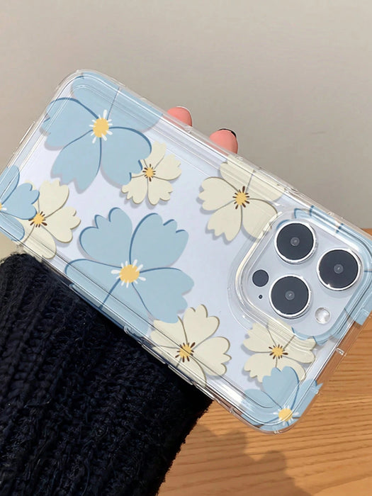 Shein Estuche suave transparente de alta gama con diseño de flores azules, a prueba de caídas y polvo - Quierox - Tienda Online