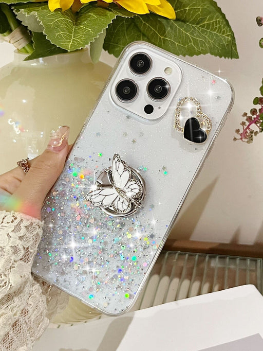 Shein Estuche transparente para teléfono con decoración de mariposas y lentejuelas - Quierox - Tienda Online