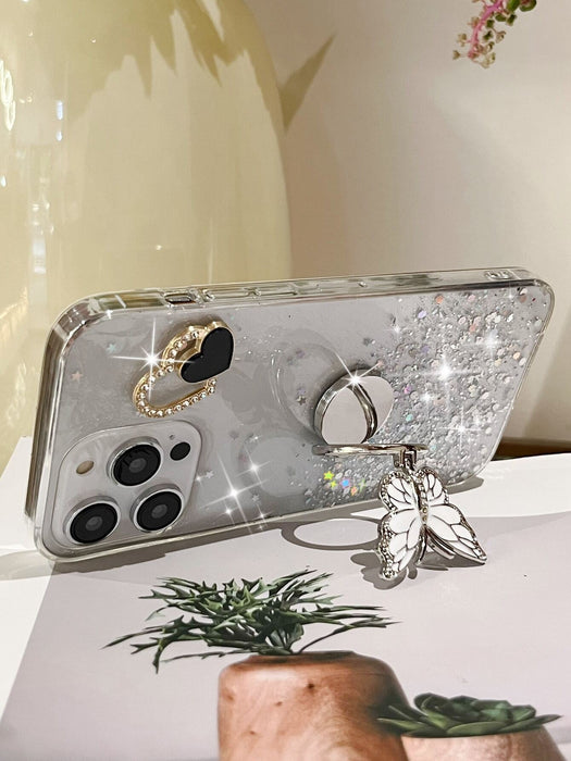 Shein Estuche transparente para teléfono con decoración de mariposas y lentejuelas - Quierox - Tienda Online