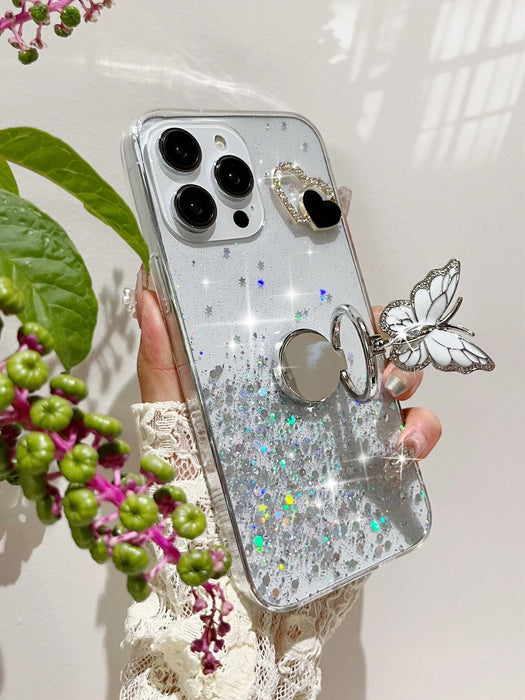 Shein Estuche transparente para teléfono con decoración de mariposas y lentejuelas - Quierox - Tienda Online