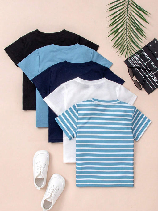 SHEIN Explorewe 5 Piezas Camisetas De Manga Corta Con Cuello - Quierox - Tienda Online