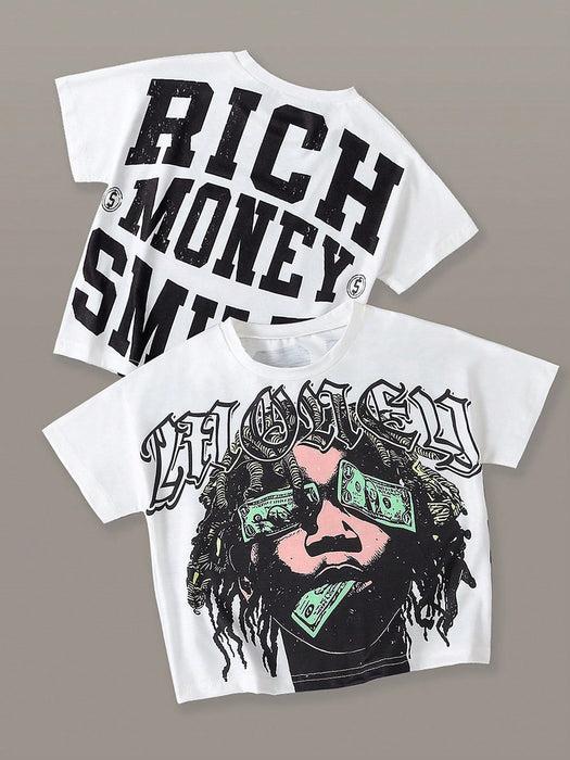 SHEIN Explorewe Camiseta de manga corta y cuello redondo informal - Quierox - Tienda Online