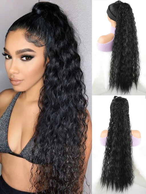 Shein Extensión de cola de caballo sintética, larga y recta, resistente al calor, que se enrolla alrededor 22 pulgadas - Quierox - Tienda Online